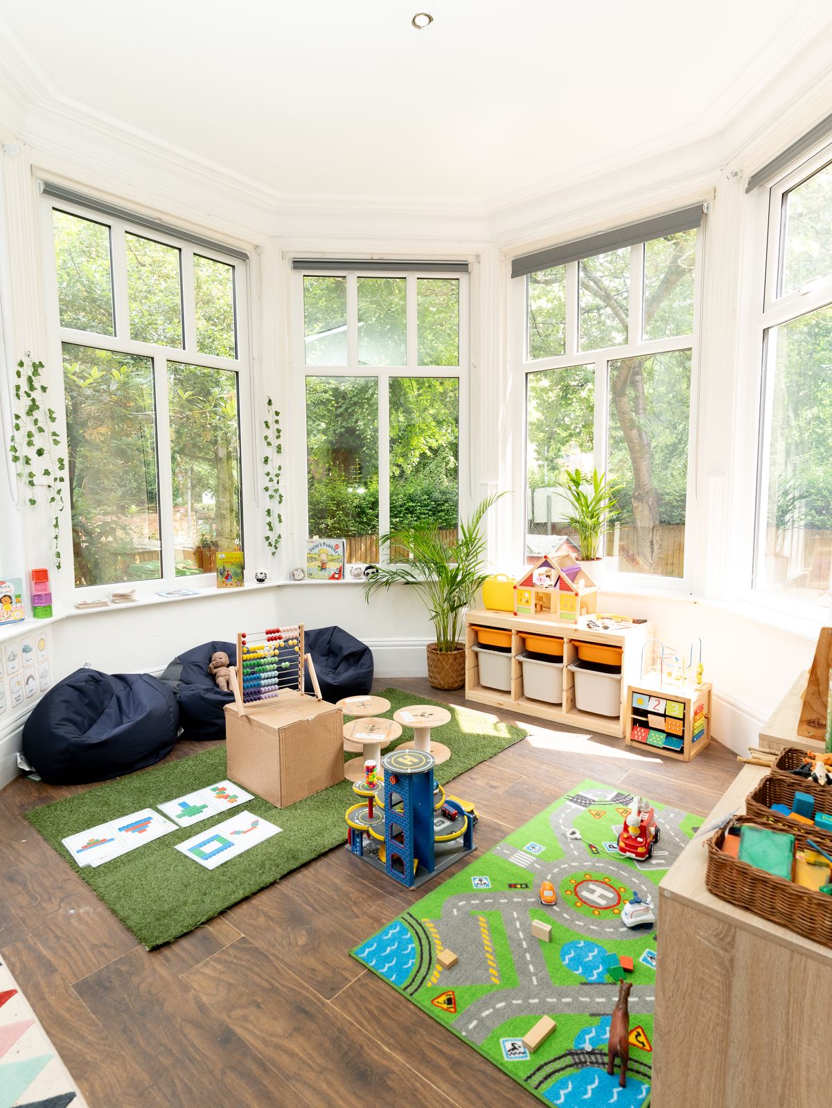 Preschool children engaged in purposeful play